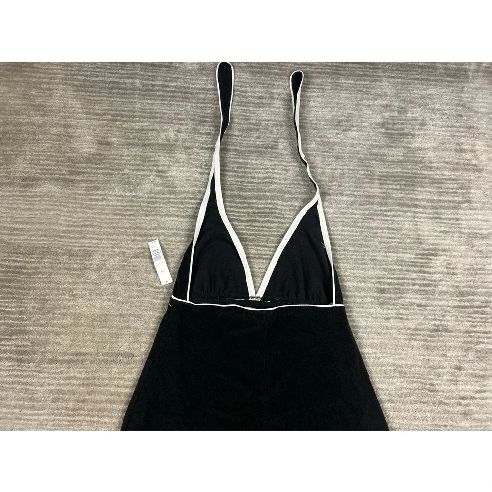 Kim Rogers Beach Swim Coverup Womens Medium‎ Black Halter Tied Neck NWT
